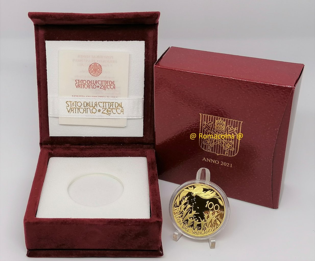 100_Euro_Vaticano_2021_Oro_Proof_Fondo_Specchio