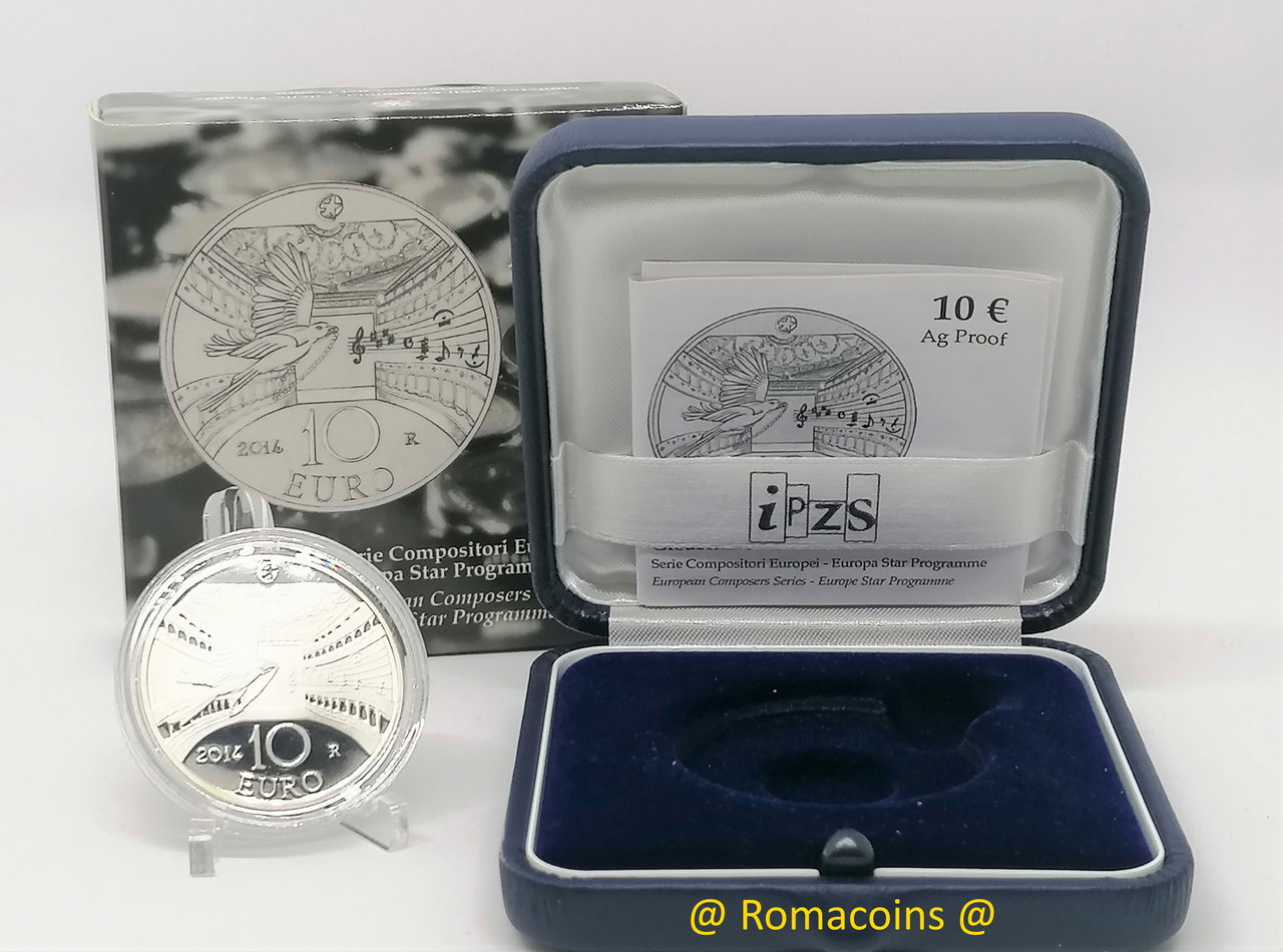 10_Euro_Italia_2014_Gioacchino_Rossini_Proof_Fondo_Specchio