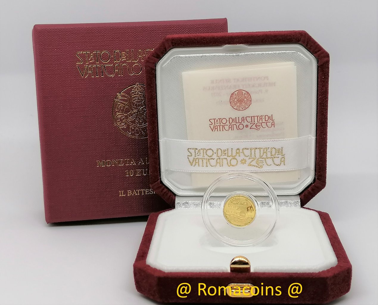 10_Euro_Vaticano_2021_Oro_Fondo_Specchio_Proof_Battesimo