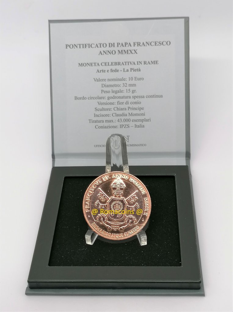 10_Euro_Vatikan_2020_Michelangelo_Pieta_in_Kupfer_Romacoins_2