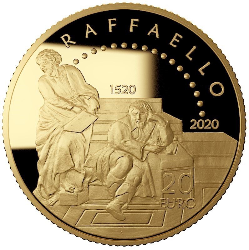 20_Euro_Italien_2020_Raffaello_Goldmuenze_PP_Polierte_Platte