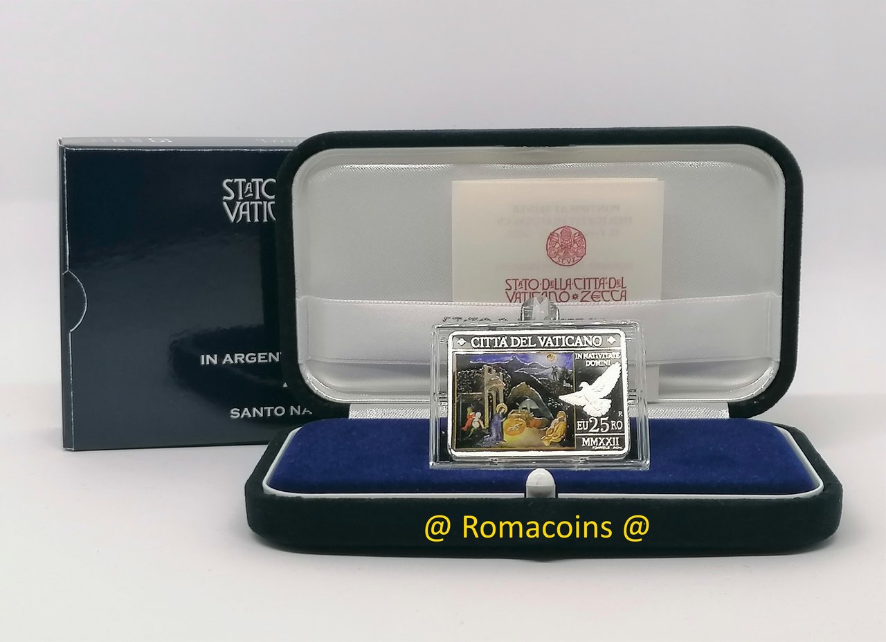 25_Euros_Vatican_2022_Argent_Coloree_Be_Saint_Noel_Tres_Rare