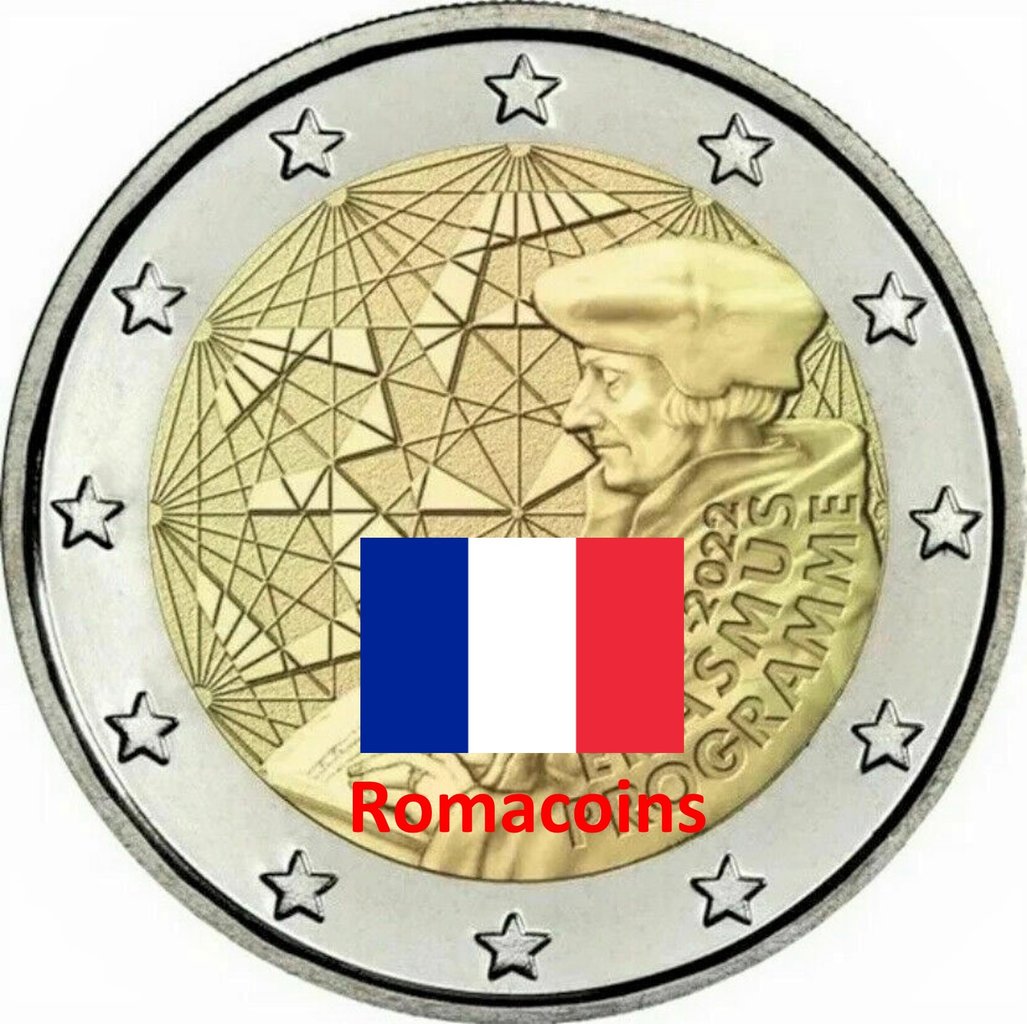 2_Euro_Commemorativi_Francia_2022_Erasmus_Unc