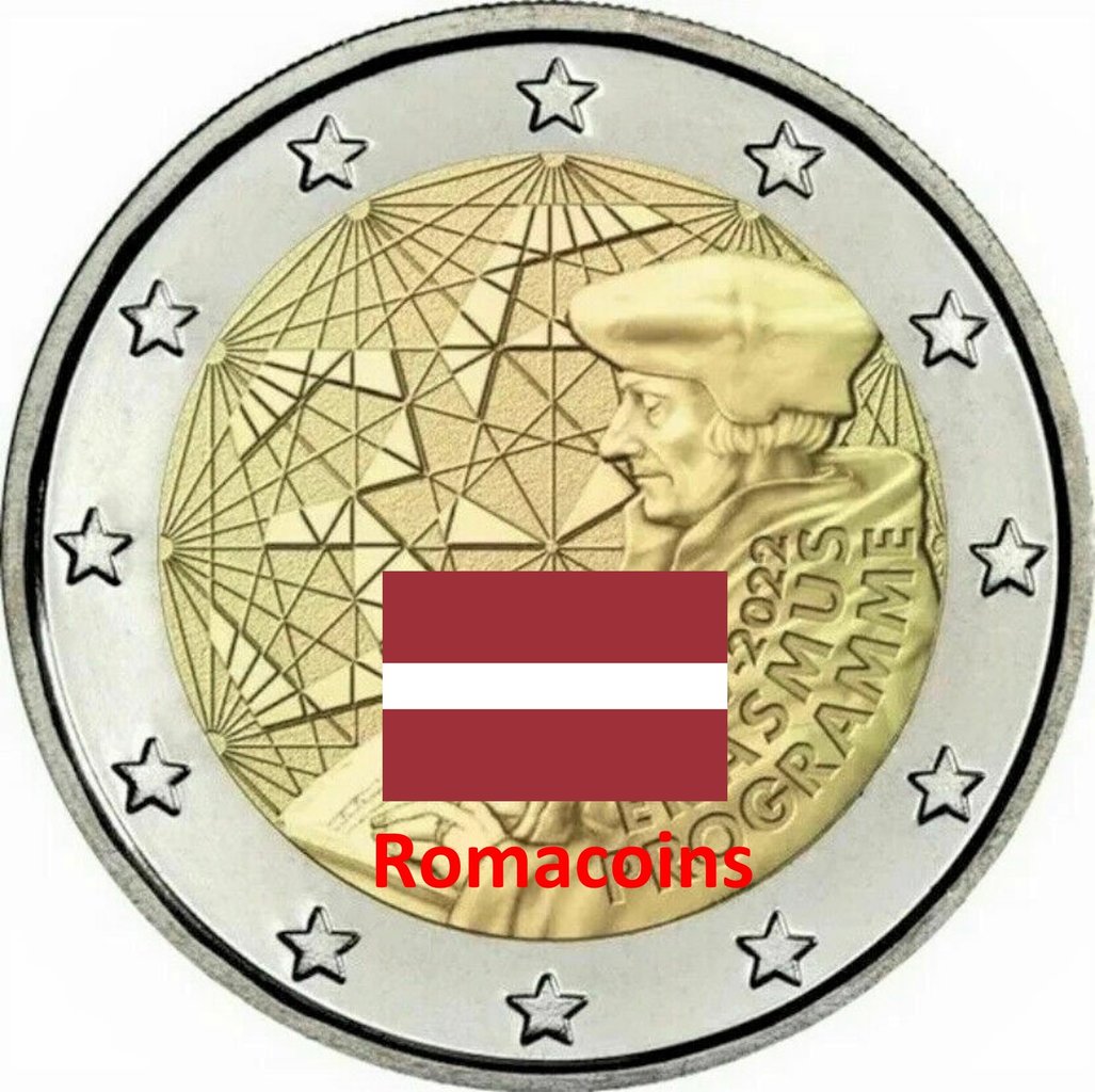 2_Euro_Commemorativi_Lettonia_2022_Erasmus_Unc