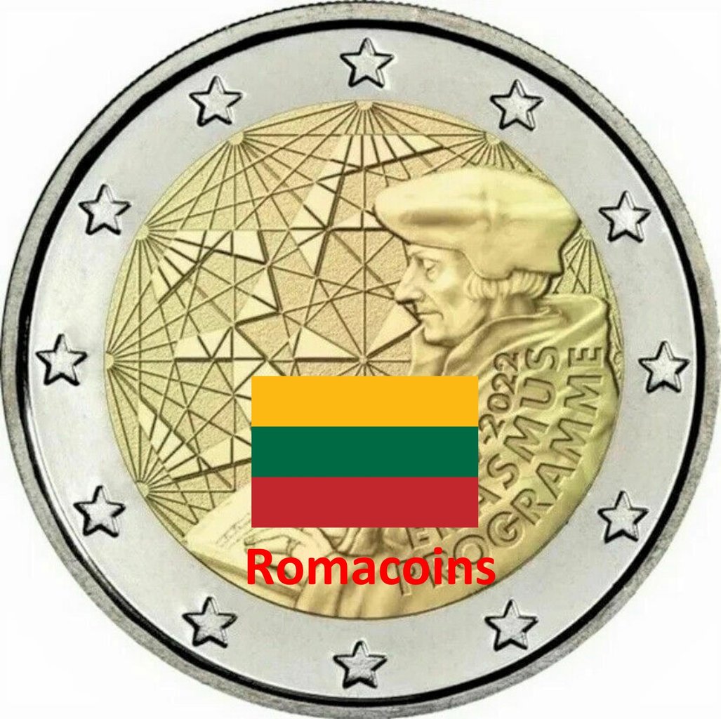 2_Euro_Commemorativi_Lituania_2022_Erasmus_Unc