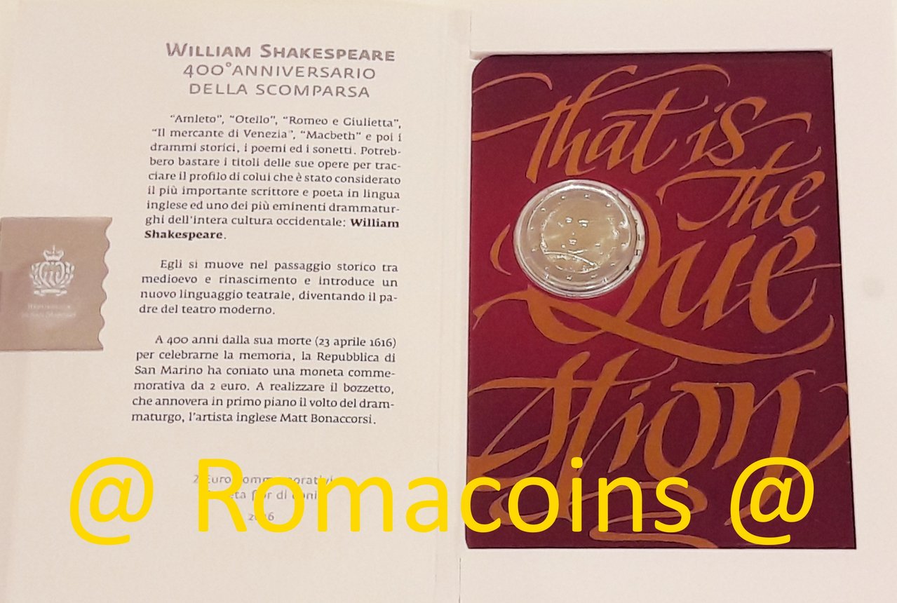 2_Euro_Commemorativi_San_Marino_2016_Shakespeare_Romacoins