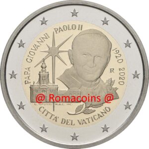 2 Euro Comemorativo Vaticano 2020 João Paulo II sem carteira