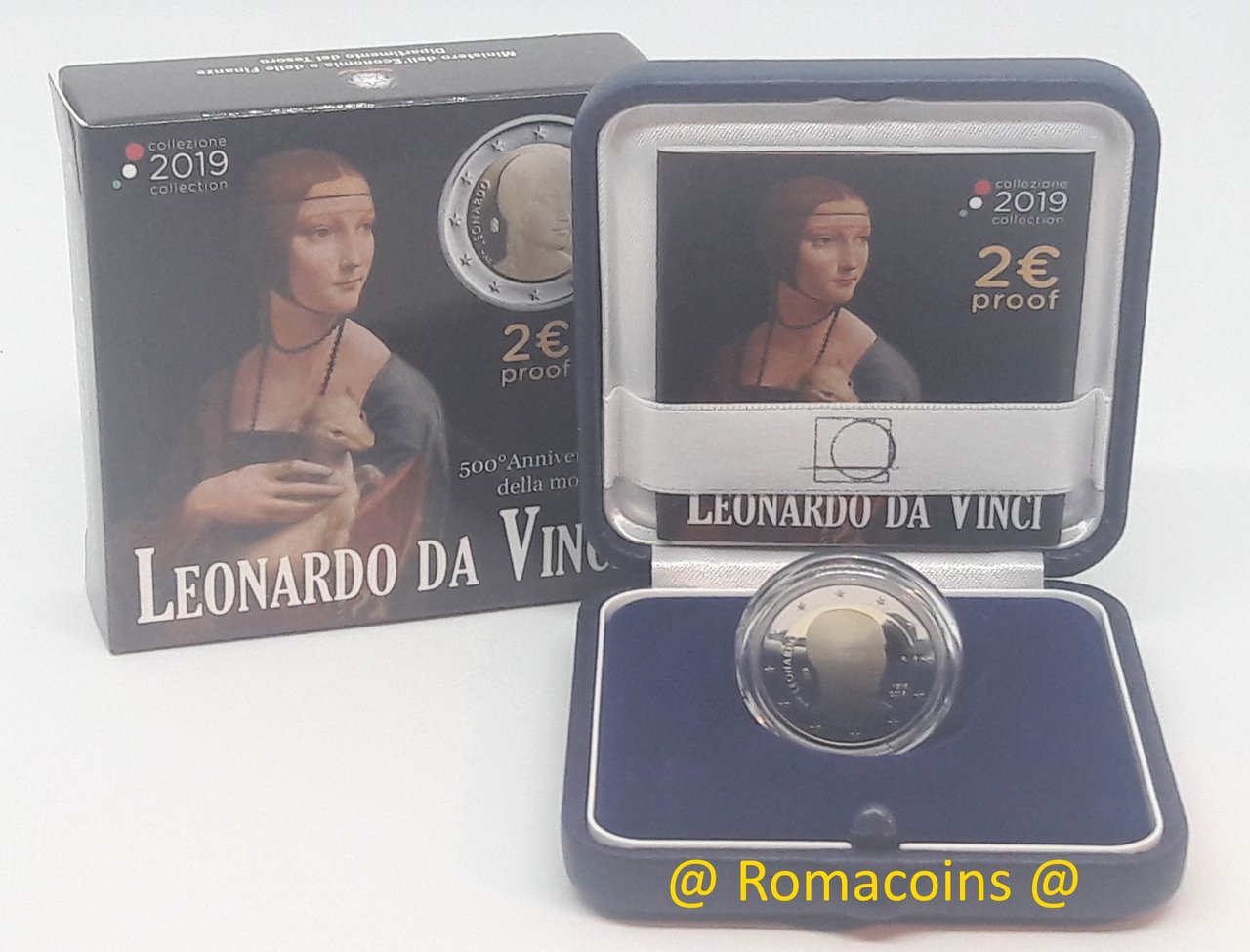 2_Euro_Italien_2019_Leonardo_Da_Vinci_PP_Polierte_Platte