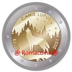 2021 Estonia 2 Euro Commemorative Coin – Wolf Design, UNC, Bi-Metallic, Nature Theme