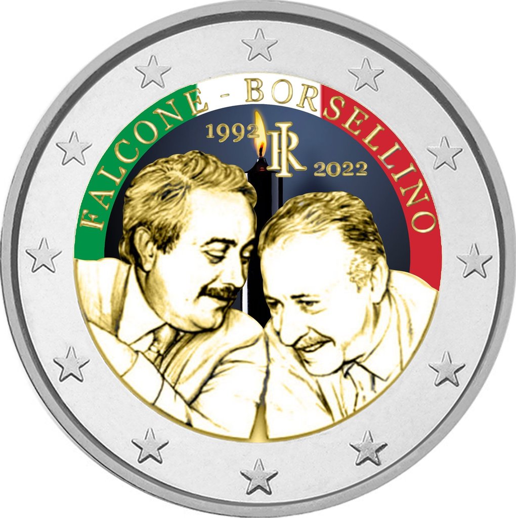 2_Euro_Sondermuenze_Italien_2022_Falcone_Borsellino_Farbige