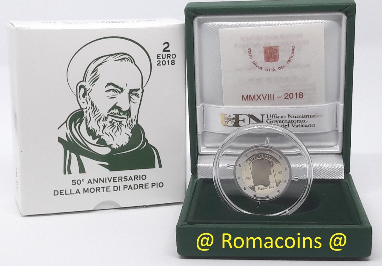 2_Euro_Vatikan_2018_Padre_Pio_PP_Polierte_Platte