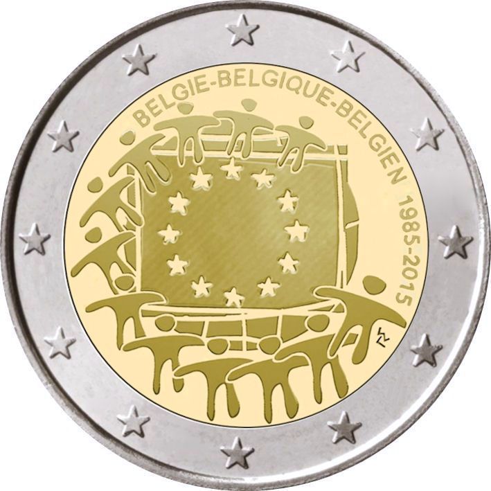 2_Euros_Belgique_2015_30_ans_Drapeau_Romacoins