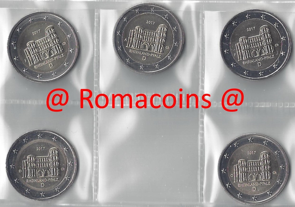 2_Euros_Conmemorativos_Alemania_2017_Porta_Nigra_5_Cecas_ADFGJ_Roma