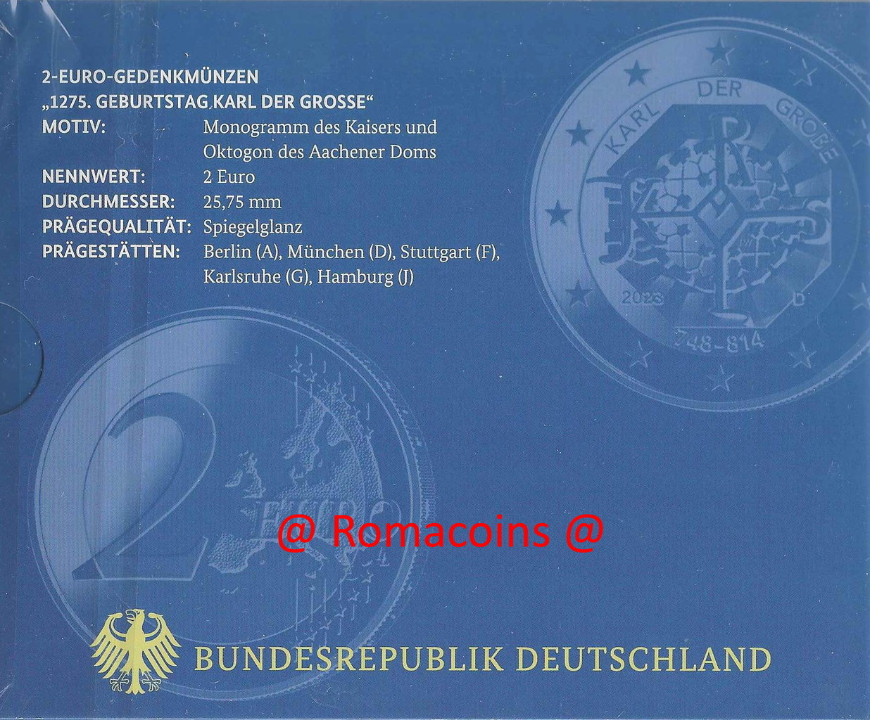 2_Euros_Conmemorativos_Alemania_2023_Carlomagno_5_Cecas_Proof