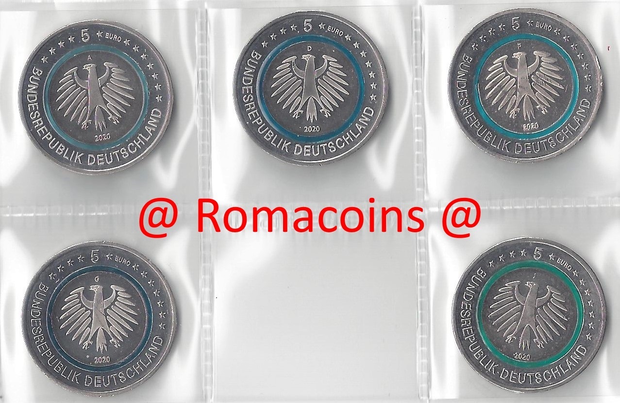 5_Euro_Coins_Germany_2020_Subpolar_Zone_5_Mints_ADFGJ