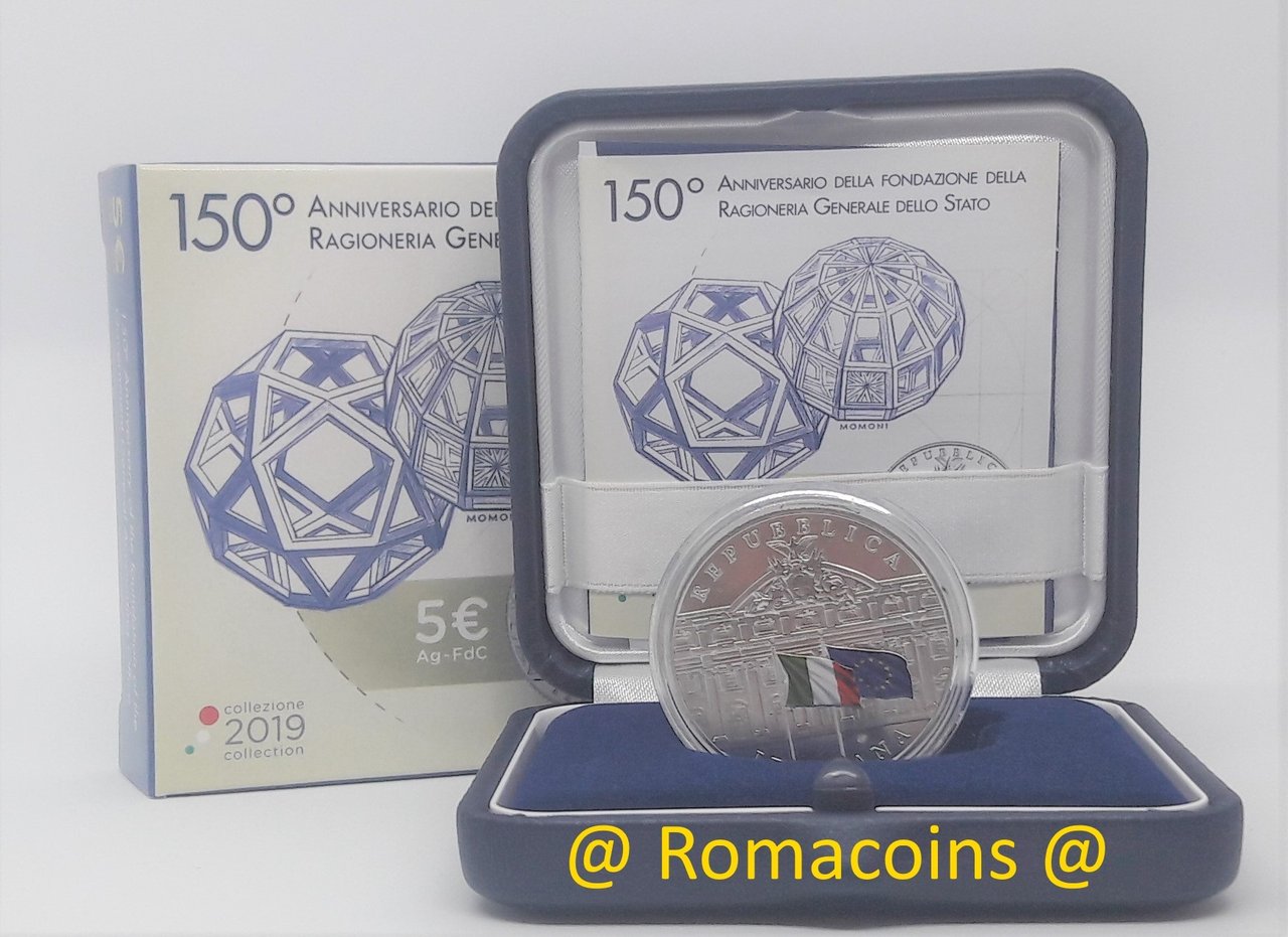 5_Euro_Italia_2019_150_Anni_Ragioneria_di_Stato_Fior_di_Conio