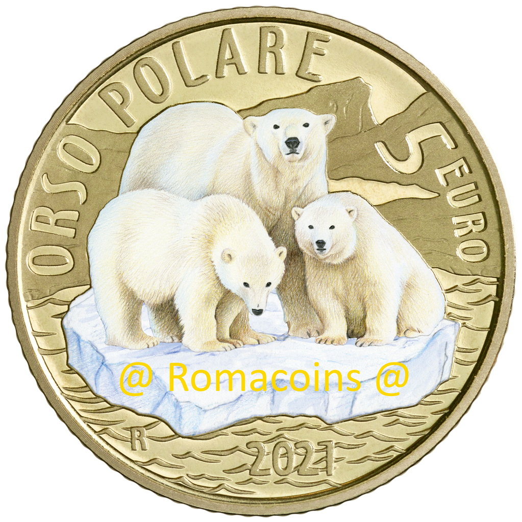 5_Euro_Italia_2021_Orso_Polare_Moneta_Mondo_Sostenibile