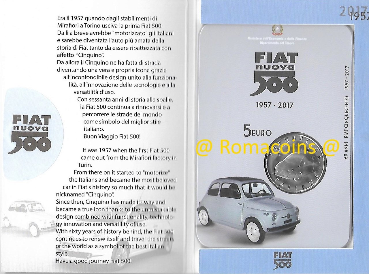 5_Euro_Italien_2017_60_Jahre_Fiat_500_Silber_Stempelglanz