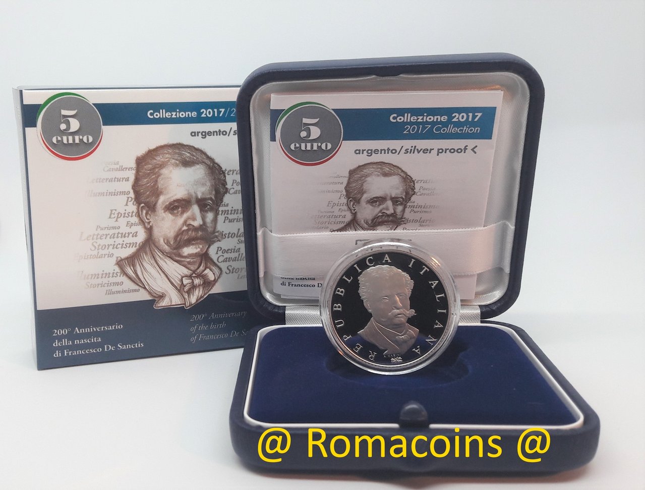 5_Euro_Italien_2017_Francesco_De_Sanctis_Silber_Polierte_PP_Romacoins