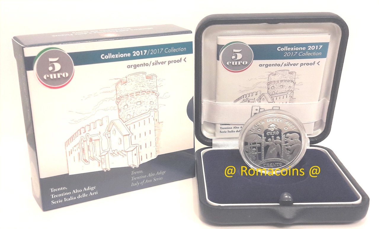 5_Euro_Italien_2017_Trento_Trentino_Silber_Polierte_PP_Romacoins