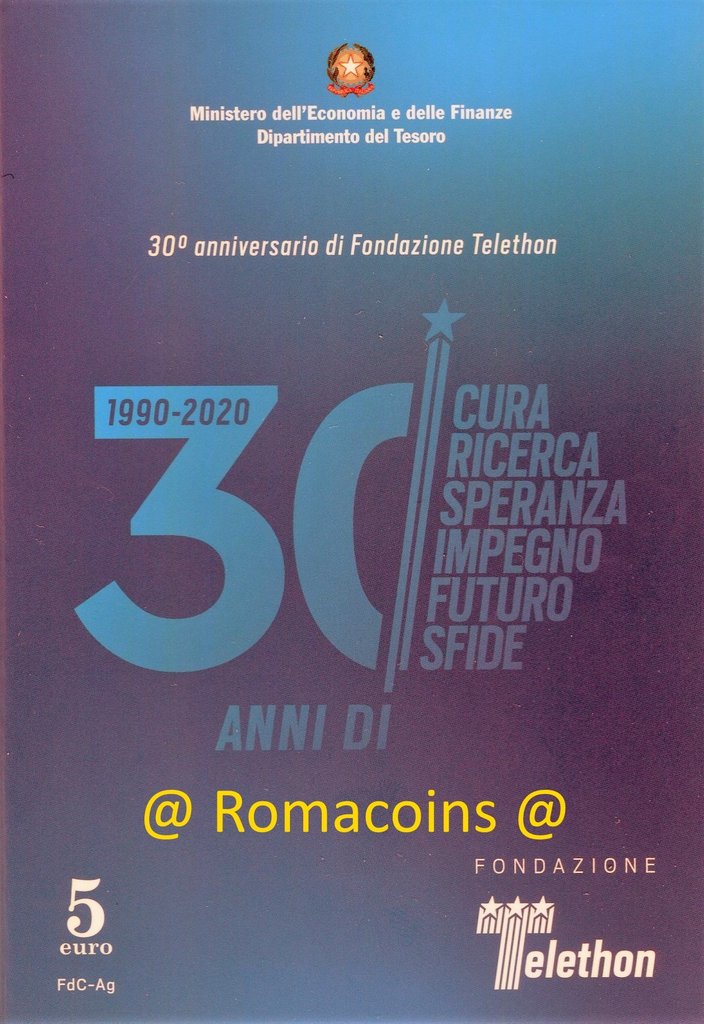 5_Euro_Italien_2020_Telethon_Foundation_Silber_im_Blister_St.