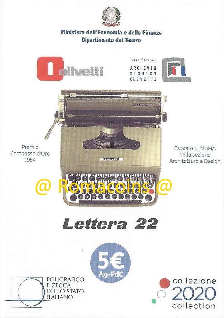 5_Euro_Olivetti_Weiss_2020_Italien_Silbermuenze_Stempelglanz_Romacoins