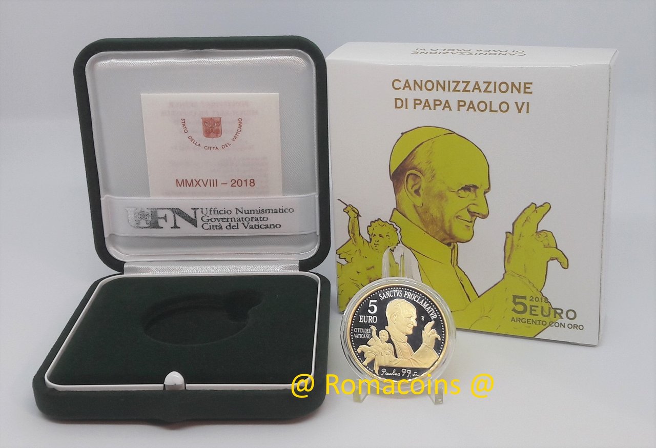 5_Euro_Vaticano_2018_Canonizzazione_Paolo_VI_Oro_e_Argento
