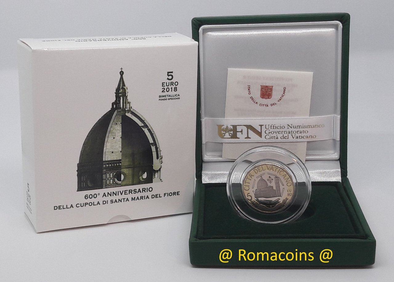 5_Euro_Vatikan_2018_Bimetallisch_Cupola_Santa_Maria_Polierte_PP