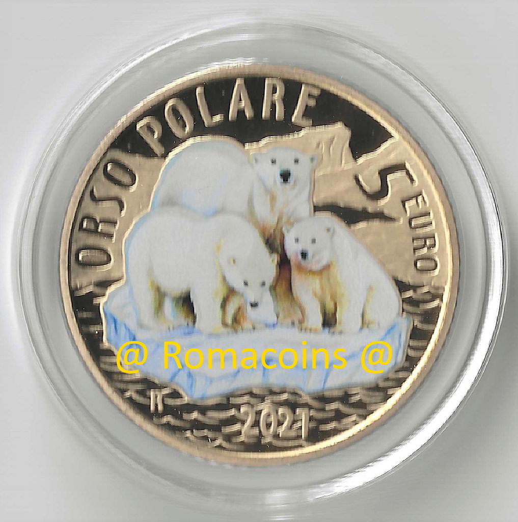 5_Euros_Italia_2021_Oso_Polar_Moneda_Mundo_Sostenible
