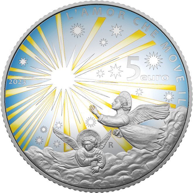 5_Euros_Italia_2023_Plata_Dante_Alighieri_Paradise_Fdc