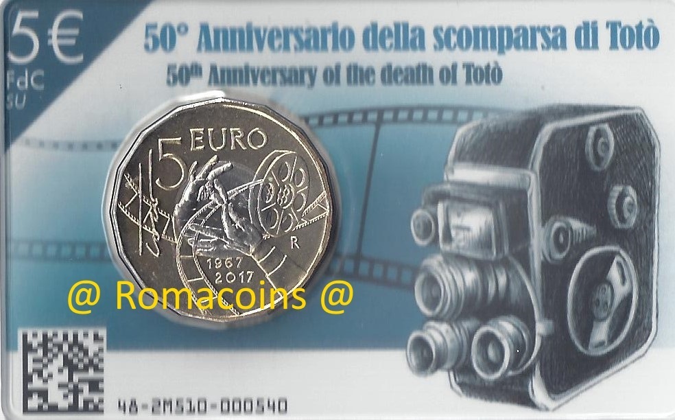 5_Euros_Italie_2017_Toto_Antonio_De_Curtis_Coincard_Bu_Romacoins