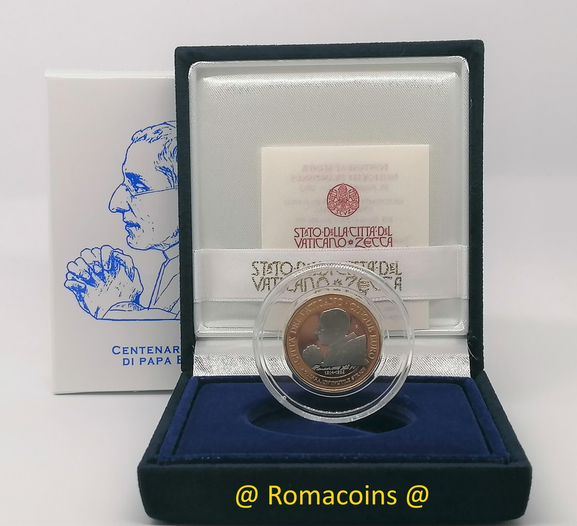 5_Euros_Vaticano_2022_Papa_Benedicto_XV_Proof