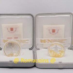 5 + 10 Euro Vaticano 2020 Oro e Argento Proof Fondo Specchio