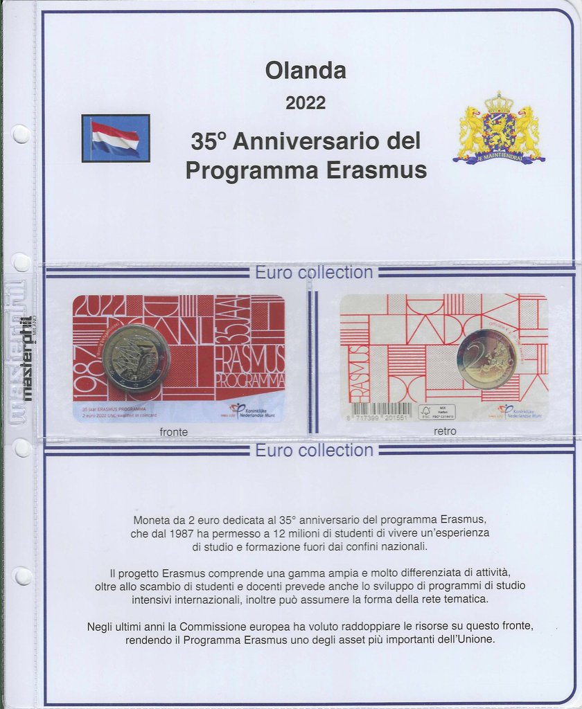 2 Euro Commemorative Coin Italy 2022 – 35 Years Of Erasmus Programme, UNC Bi-Metallic