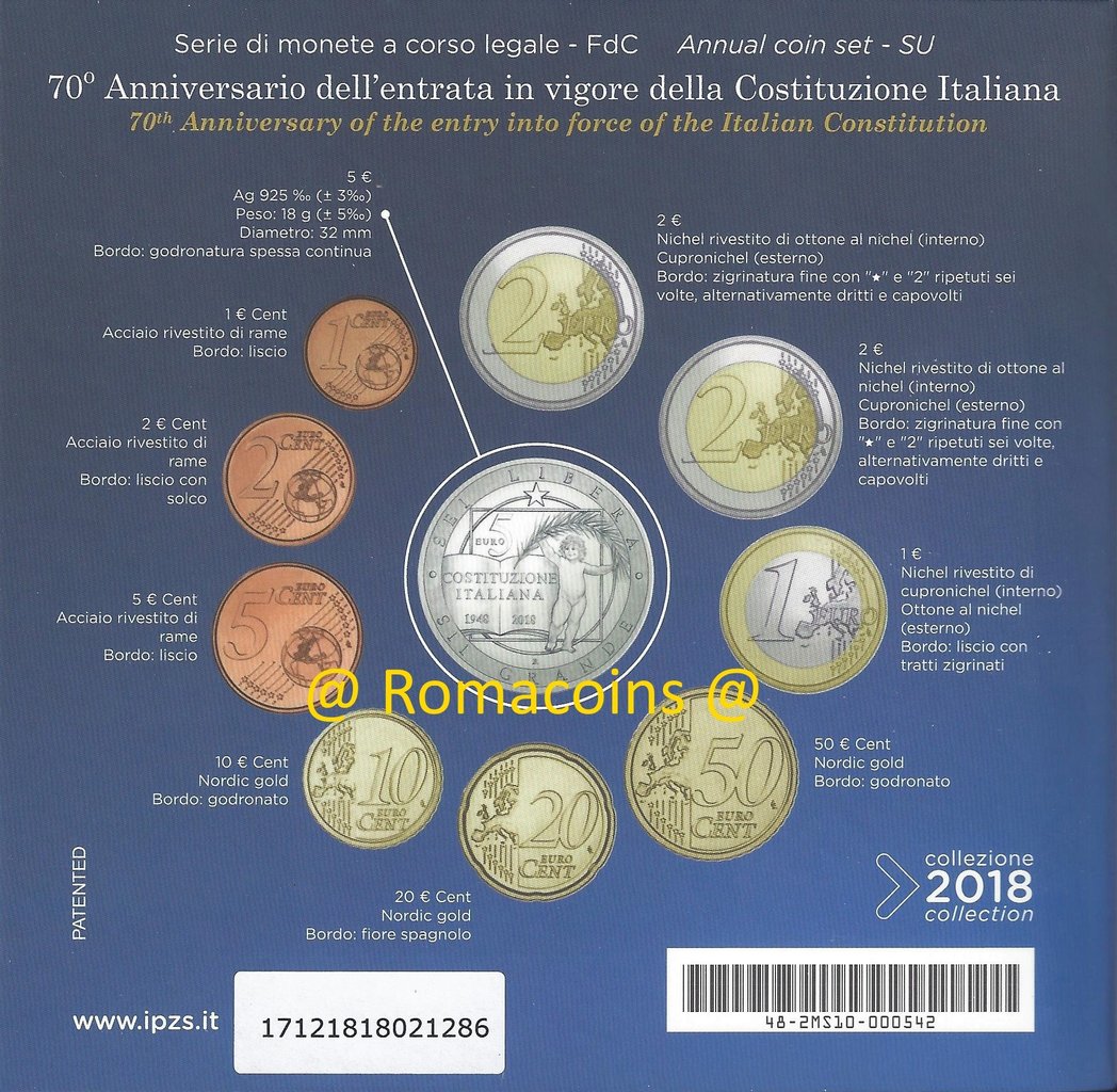 Bu_Italie_2018_5_Euros_70_Ans_Constitution_Coffret