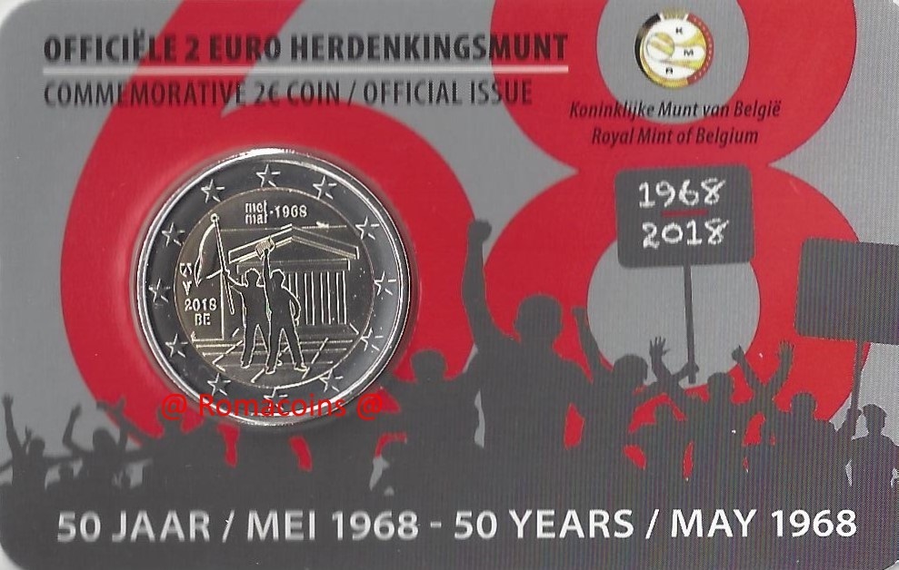 Coincard_Belgio_2018_2_Euro_Maggio_1968_Lingua_Olandese
