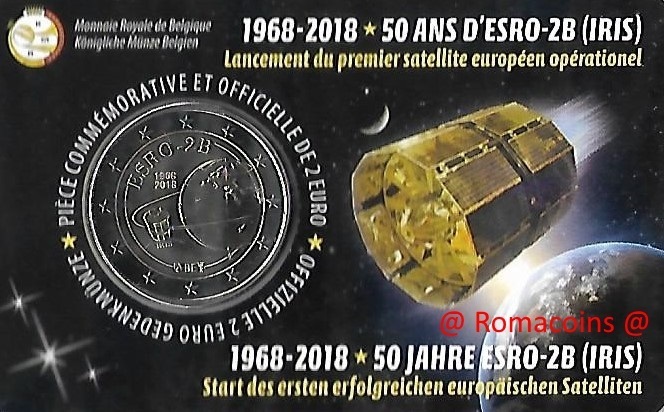 Coincard_Belgio_2018_2_Euro_Satellite_Esro-2B_Lingua_Francese