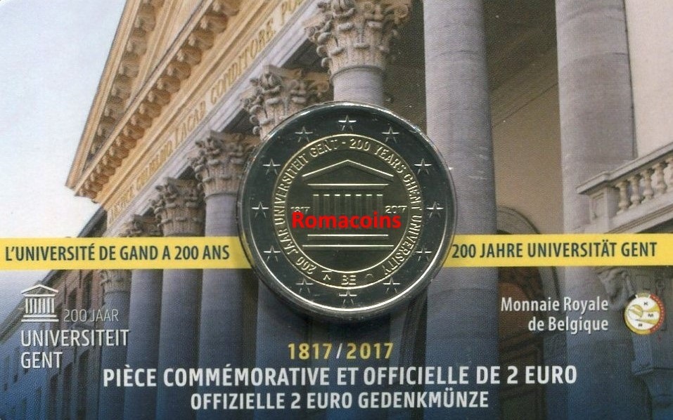 Coincard_Belgique_2017_2_Euros_200_Ans_Universite_Gent_Langue_Francaise