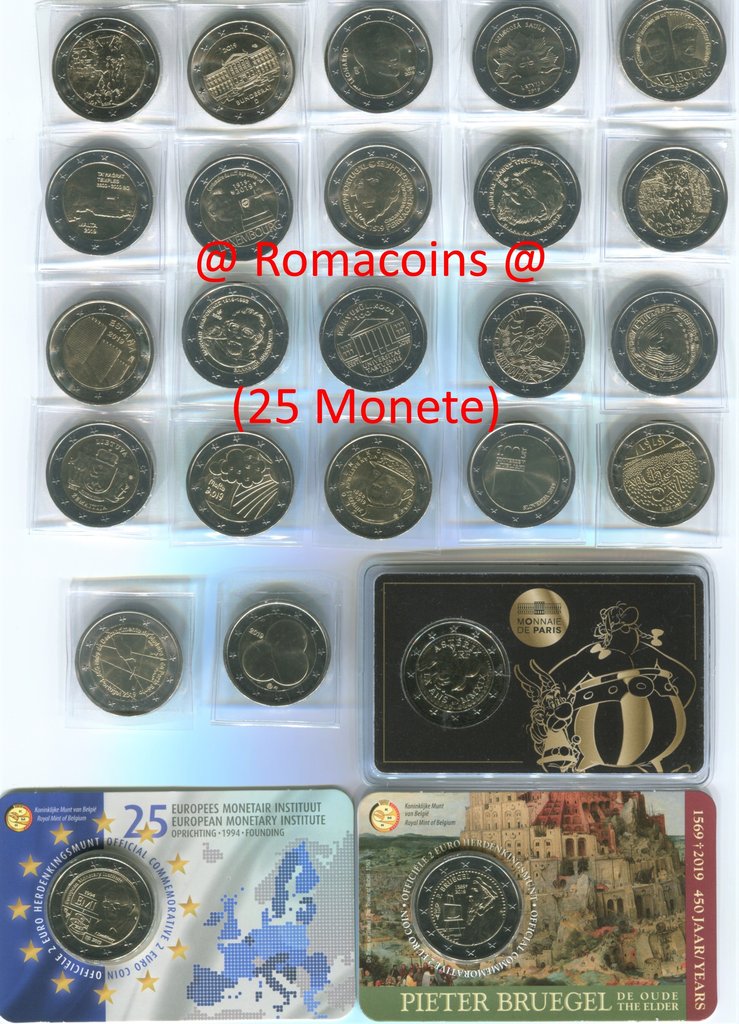 Collezione_Completa_2_Euro_Commemorativi_2019_25_Monete_Romacoins