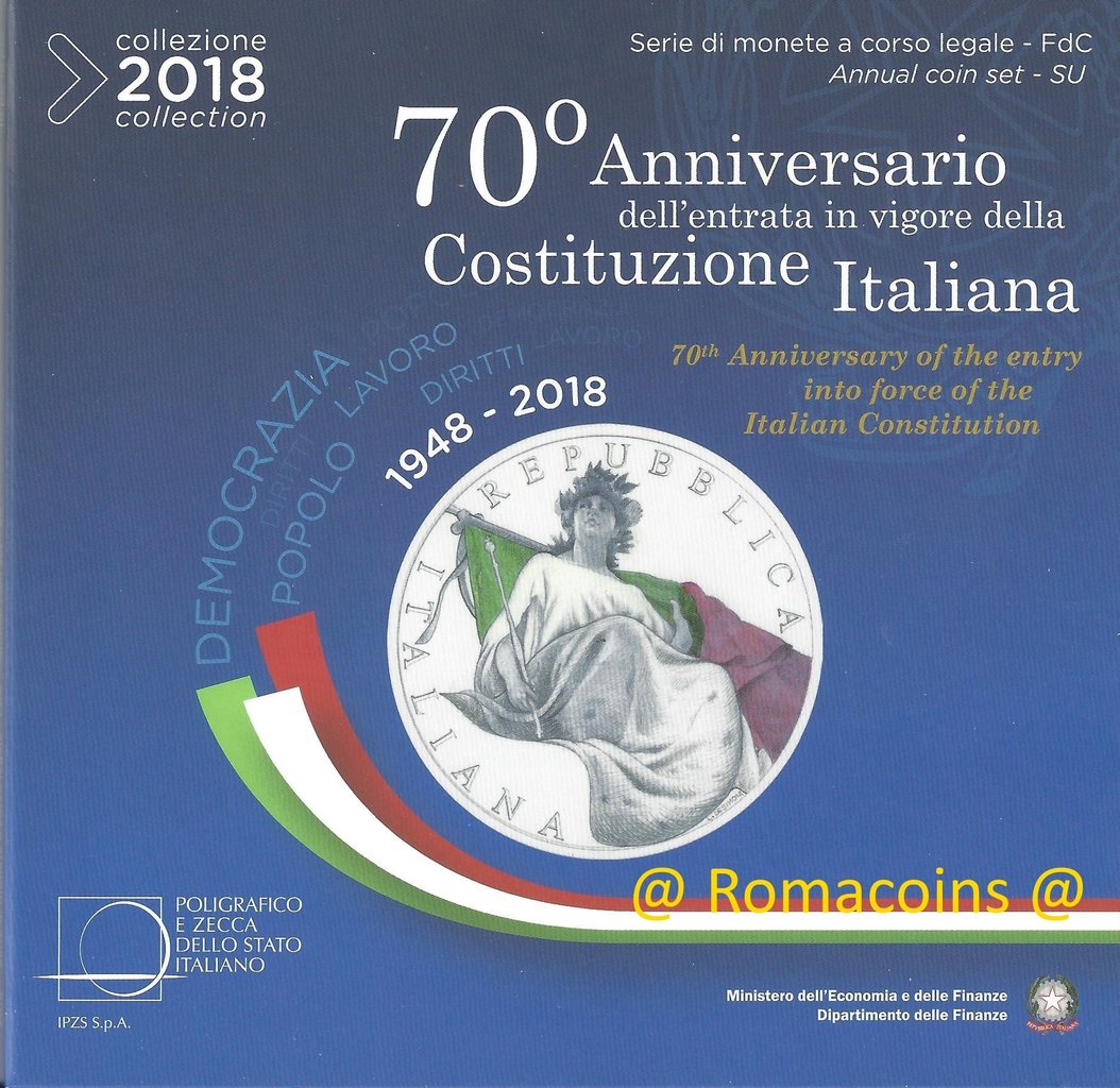 Divisionale_Italia_2018_Serie_5_Euro_70_Anni_Costituzione_Fdc