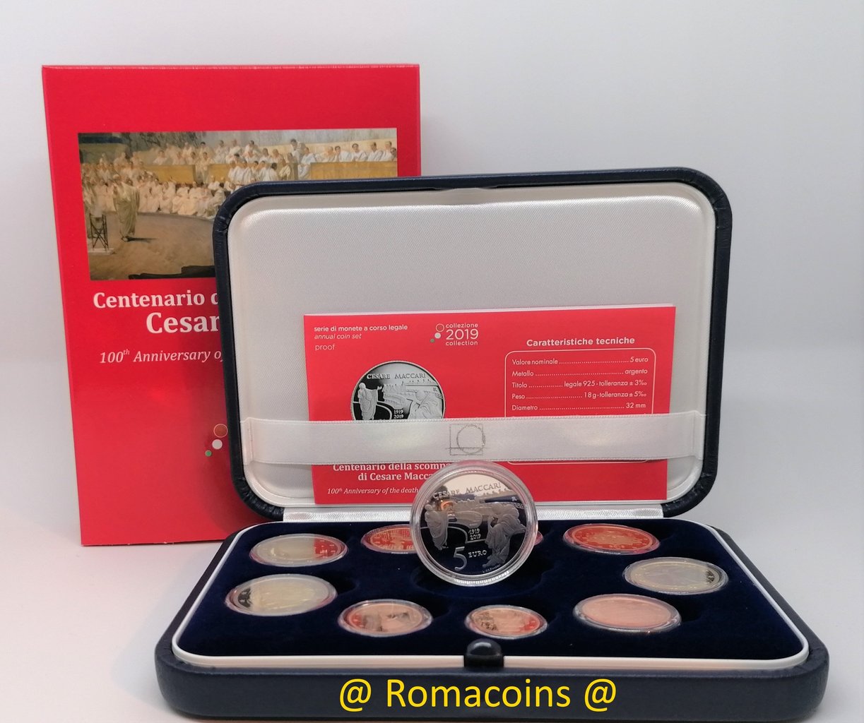 Divisionale_Italia_2019_5_Euro_Serie_Proof_Fondo_Specchio_Maccari_Romacoins