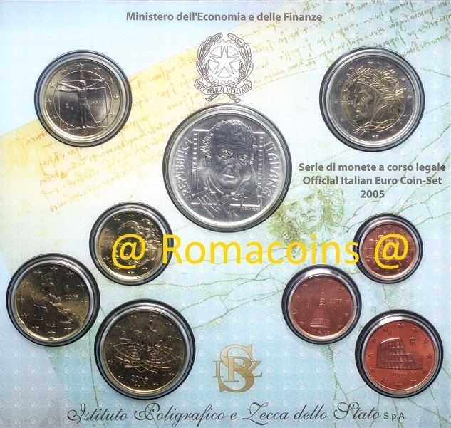 Kms_Italien_2005_mit_5_Euro_Silber_Muenze_St._Negozio_di_Numismatica_a_Roma