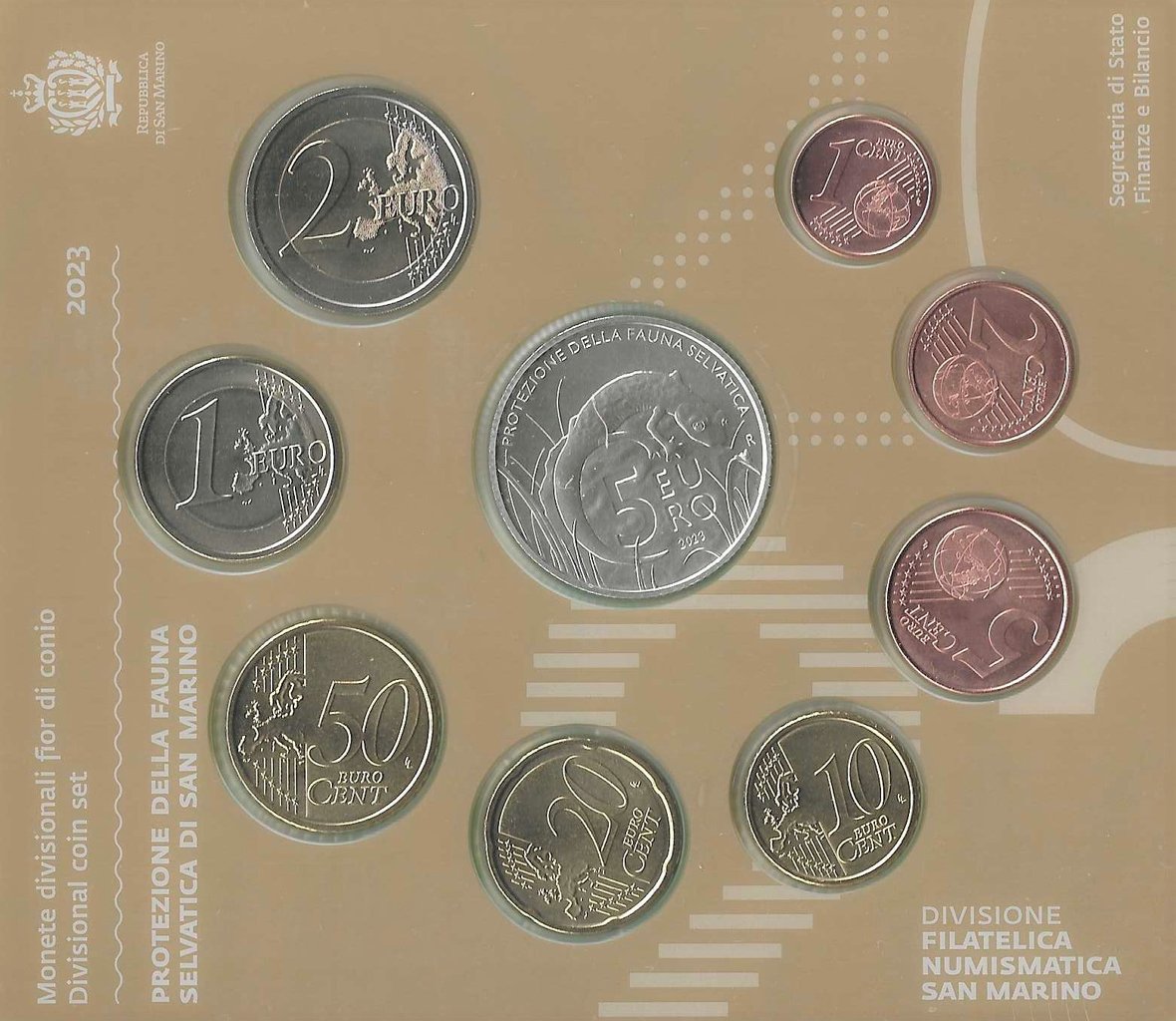San_Marino_Kms_2023_Kursmuenzensatz_5_Euro_Silber_9_Muenzen