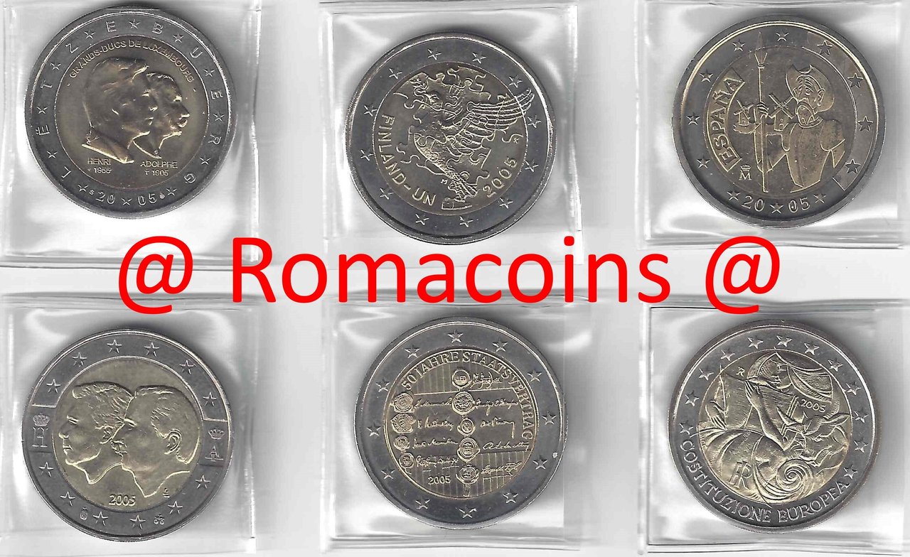 Serie_Complete_2_Euros_Commemoratives_2005_6_Pieces_Romacoins