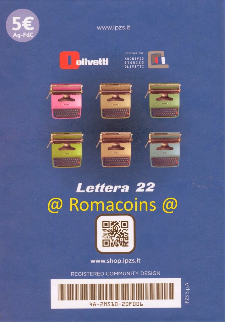 Triptychon_5_Euro_2020_Olivetti_Lettera_22_Italien_Silbermuenzen