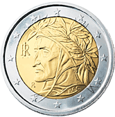 2 Euros Dante Alighieri Moedas