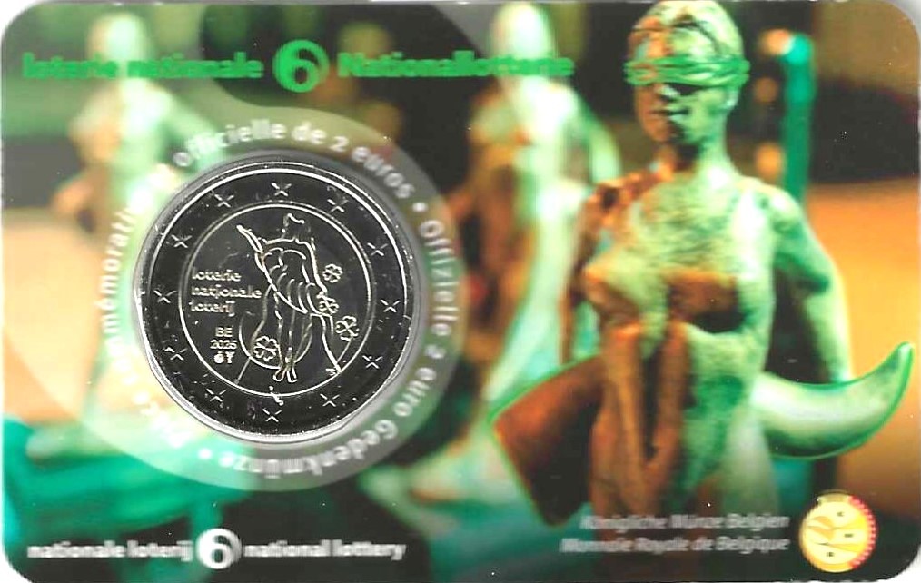 Coincard Belgio 2 Euro 2025 Francese Coincard Belgio 2025 Lotteria Nazionale Lingua Francese