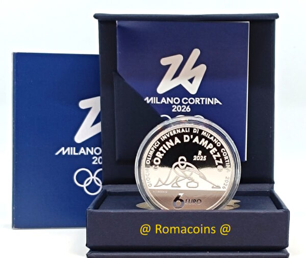 6 Euro Italia 2025 Curling Argento Proof 1 OZ