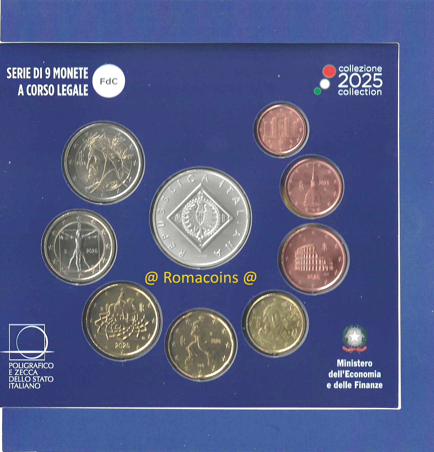 Divisionale Italia 2025 Serie 5 Euro Argento Aci Fdc Divisionale Italia 2025 Serie 5 Euro Argento Aci Fdc