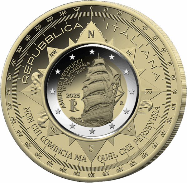 10 Euro Amerigo Vespucci 2025 Italia Moneta Ciambella